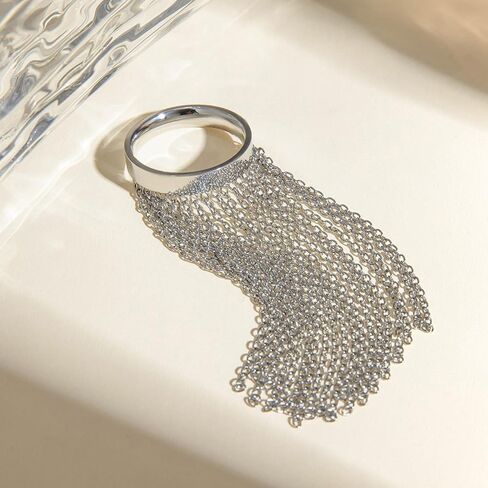Adjustable Size Rings Delicate Gold and Silver Color Chain Fringe Rings Stainless Steel Jewelry for Fashionable Women in Saudi Arabia