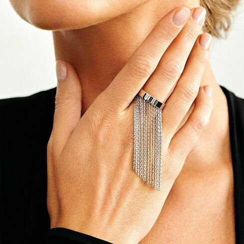 Adjustable Size Rings Delicate Gold and Silver Color Chain Fringe Rings Stainless Steel Jewelry for Fashionable Women in Saudi Arabia