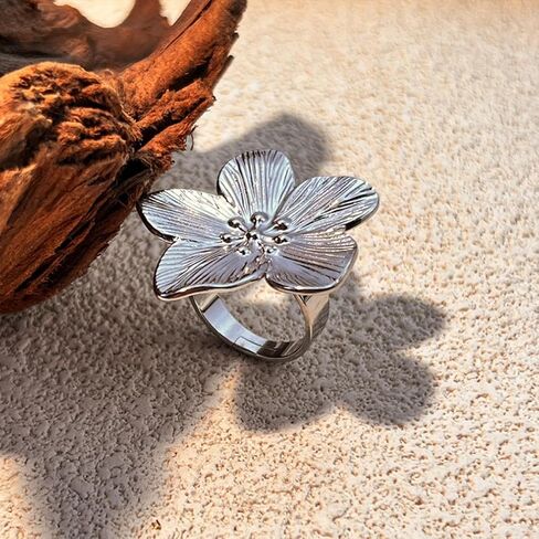 14K Gold Flower Knuckle Open Ring for Women Chunky Large Floral Statement Thumb Rings Fashion Petal Non Tarnish Finger Jewelry Adjustable Accessories in Saudi Arabia