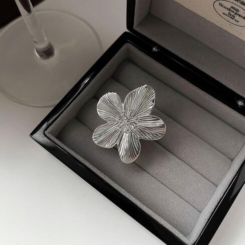 14K Gold Flower Knuckle Open Ring for Women Chunky Large Floral Statement Thumb Rings Fashion Petal Non Tarnish Finger Jewelry Adjustable Accessories in Saudi Arabia