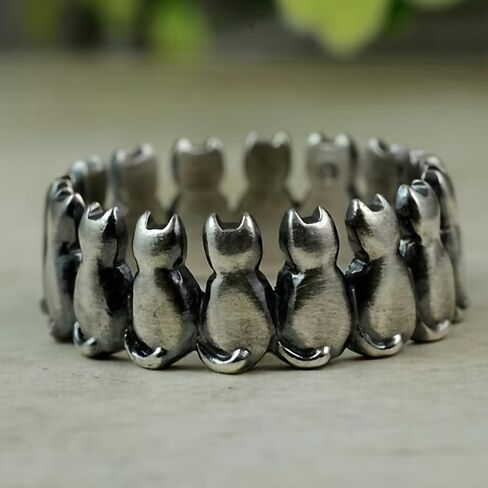 Creative Cute Cat Wide Rings for Women Daily Vacation Casual Simple Animal Jewelry Birthday Gift in Kuwait