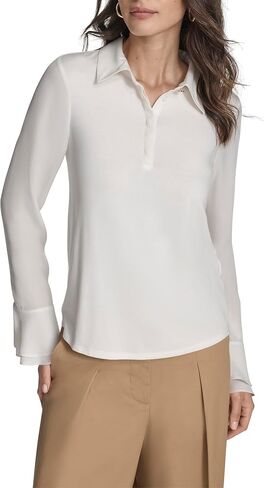 BCBG Women's Long Sleeve with Metallic Button Collar in Saudi Arabia