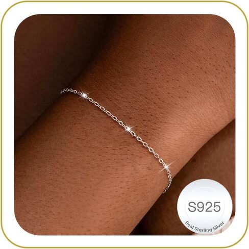 Carffordo 925 Sterling Silver Bracelets for Women - O-Chain Bracelet Dainty Minimalist Jewelry Waterproof Hypoallergenic Trendy Gift for Her in Saudi Arabia