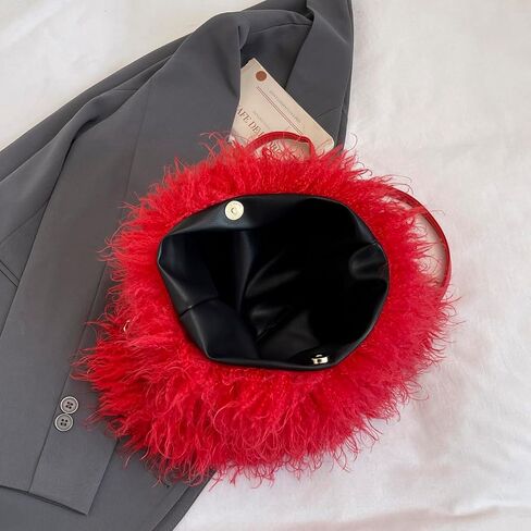 Faux Fur Square Shoulder Crossbody Bag for Women Handbag Fluffy Plush Soft Casual Clutch Fall Purse in Saudi Arabia