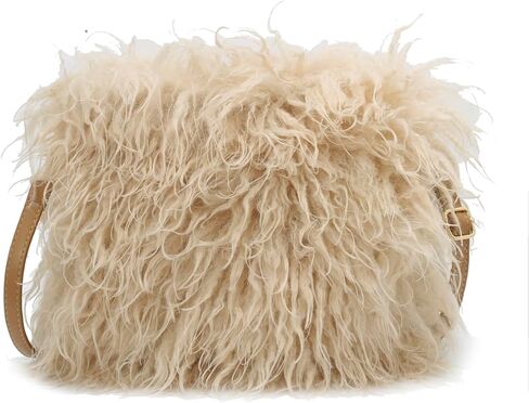Faux Fur Square Shoulder Crossbody Bag for Women Handbag Fluffy Plush Soft Casual Clutch Fall Purse in Saudi Arabia