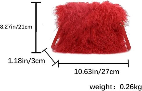 Faux Fur Square Shoulder Crossbody Bag for Women Handbag Fluffy Plush Soft Casual Clutch Fall Purse in Saudi Arabia