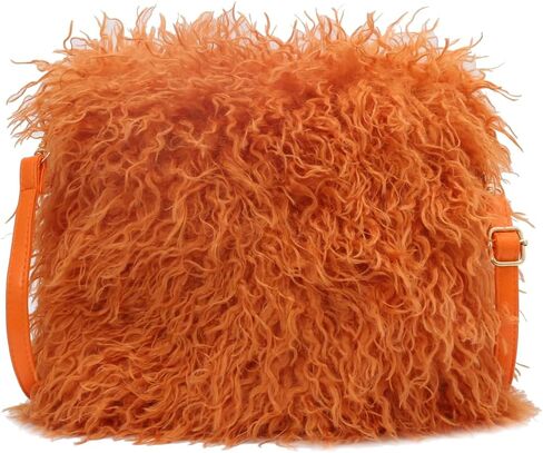 Faux Fur Square Shoulder Crossbody Bag for Women Handbag Fluffy Plush Soft Casual Clutch Fall Purse in Saudi Arabia