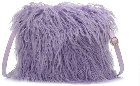 Faux Fur Square Shoulder Crossbody Bag for Women Handbag Fluffy Plush Soft Casual Clutch Fall Purse in Saudi Arabia