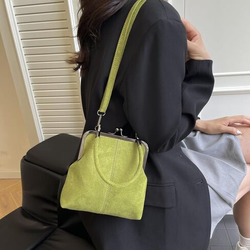 Vintage Kiss Lock Handbag for Women, Retro Crossbody Bag with Adjustable Strap, Kiss Lock Purse in Classic Doctor Bag Style in Kuwait