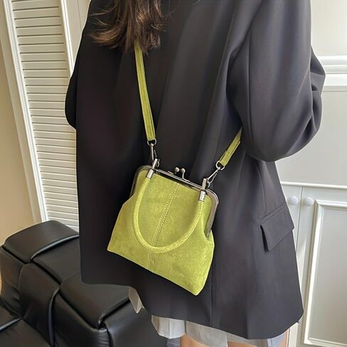 Vintage Kiss Lock Handbag for Women, Retro Crossbody Bag with Adjustable Strap, Kiss Lock Purse in Classic Doctor Bag Style in Kuwait