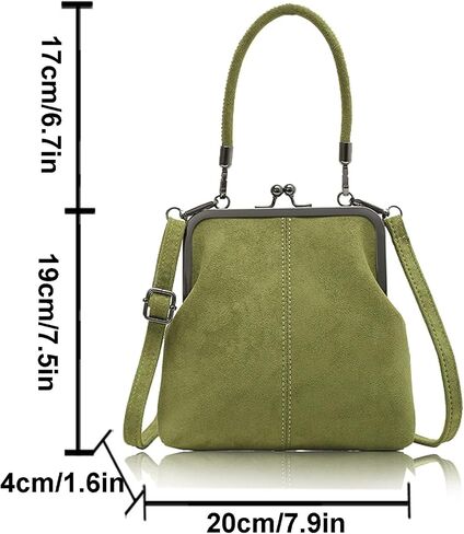 Vintage Kiss Lock Handbag for Women, Retro Crossbody Bag with Adjustable Strap, Kiss Lock Purse in Classic Doctor Bag Style in Kuwait
