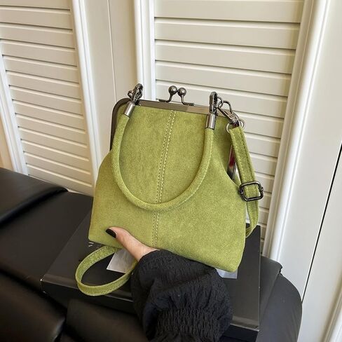 Vintage Kiss Lock Handbag for Women, Retro Crossbody Bag with Adjustable Strap, Kiss Lock Purse in Classic Doctor Bag Style in Kuwait