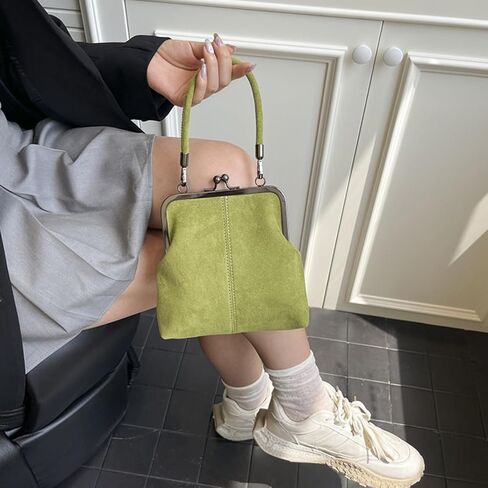 Vintage Kiss Lock Handbag for Women, Retro Crossbody Bag with Adjustable Strap, Kiss Lock Purse in Classic Doctor Bag Style in Kuwait