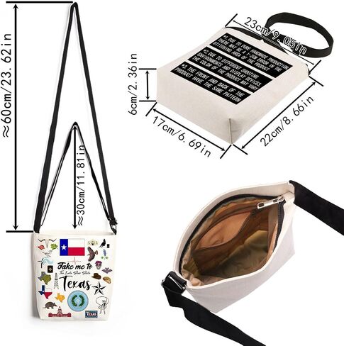 Take Me To Texas Print Canvas Crossbody Bag, Adjustable Strap Lightweight Purse with Top Zipper & Inner Pocket, Daily Shoulder Bag Texas Travel Gift for Women in Saudi Arabia