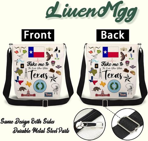 Take Me To Texas Print Canvas Crossbody Bag, Adjustable Strap Lightweight Purse with Top Zipper & Inner Pocket, Daily Shoulder Bag Texas Travel Gift for Women in Saudi Arabia