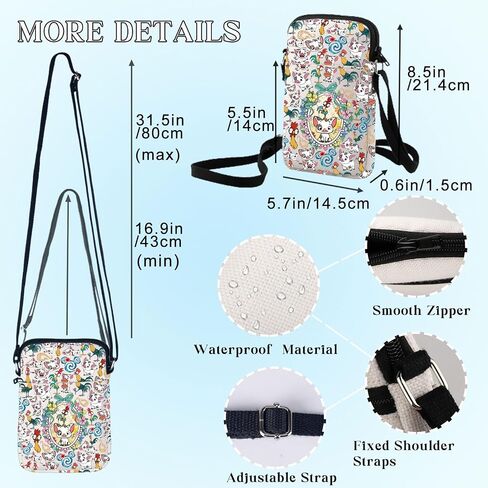 BWWKTOP Heihei Chicken Crossbody Bag Heihei Lover Gift Pig Pua Adjustable Strap Bag Heihei Merch in Kuwait