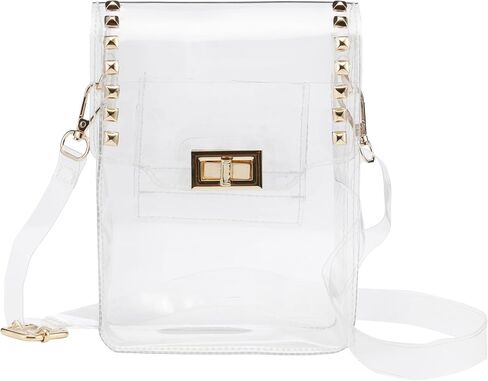 Small Clear Crossbody Bag Purse for Stadium Events for Women with Gold Stud Rivet, Clear Clutch Handbag for Concert, Game Day, Festival in Saudi Arabia