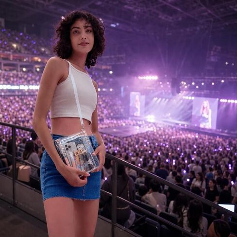 Small Clear Crossbody Bag Purse for Stadium Events for Women with Gold Stud Rivet, Clear Clutch Handbag for Concert, Game Day, Festival in Saudi Arabia