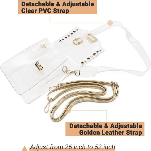 Small Clear Crossbody Bag Purse for Stadium Events for Women with Gold Stud Rivet, Clear Clutch Handbag for Concert, Game Day, Festival in Saudi Arabia