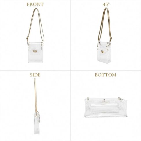 Small Clear Crossbody Bag Purse for Stadium Events for Women with Gold Stud Rivet, Clear Clutch Handbag for Concert, Game Day, Festival in Saudi Arabia