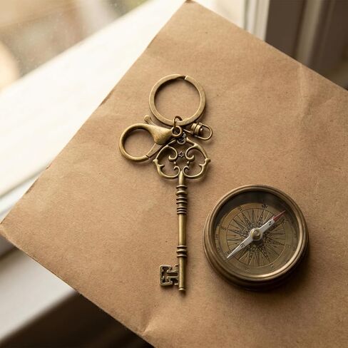 Vintage Bronze Key Keychain Y2K Classic Retro Style Skeleton Key Zinc Alloy Key Accessory for Bags Cars Ideal Gift for Men and Women in Saudi Arabia