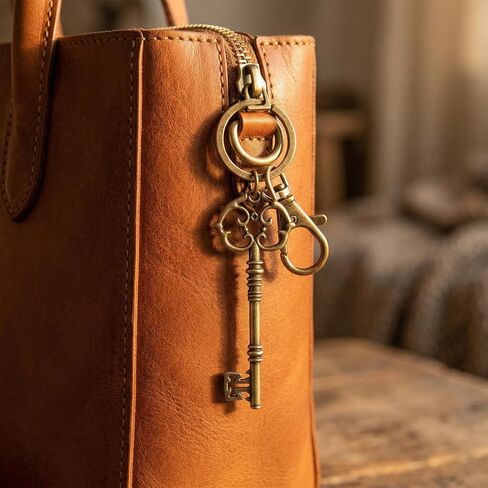 Vintage Bronze Key Keychain Y2K Classic Retro Style Skeleton Key Zinc Alloy Key Accessory for Bags Cars Ideal Gift for Men and Women in Saudi Arabia