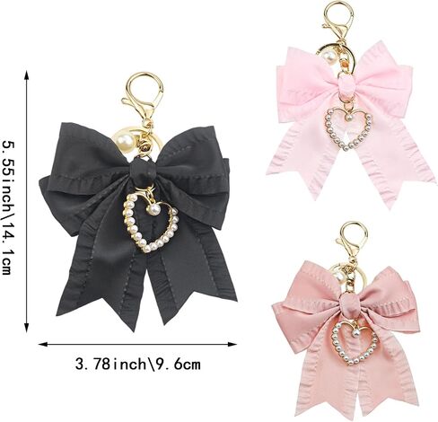 3 PACK Bow Pearl Keychain Purse Charm for Women Cute Wristlet Bag Charm for Handbags Backpacks & Car Keys Key Chain Accessories for Purses in Kuwait