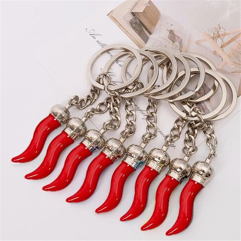 Dreuyet 12 Pcs Italian Horn Keychain Italian Luck Red Horn Charm Chili Pepper Keychain Souvenir for Car Bag Accessories in Kuwait