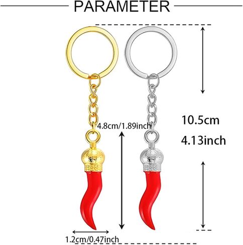 Dreuyet 12 Pcs Italian Horn Keychain Italian Luck Red Horn Charm Chili Pepper Keychain Souvenir for Car Bag Accessories in Kuwait