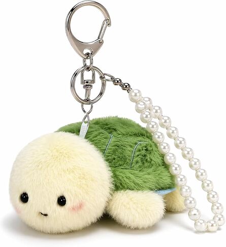 Plush Keychain Bag Charm with Pearl Accent for Handbags & Purses, Cute Backpack Charm for Keys, Gift for Women in Saudi Arabia