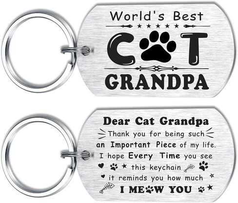 Alotozo Gifts from Cats for Grandpa - World’s Best Cat Grandpa Keychain - Valentine's Day, Birthday Gifts for Cat Lover Grandfather in Kuwait