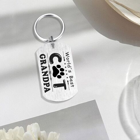 Alotozo Gifts from Cats for Grandpa - World’s Best Cat Grandpa Keychain - Valentine's Day, Birthday Gifts for Cat Lover Grandfather in Kuwait