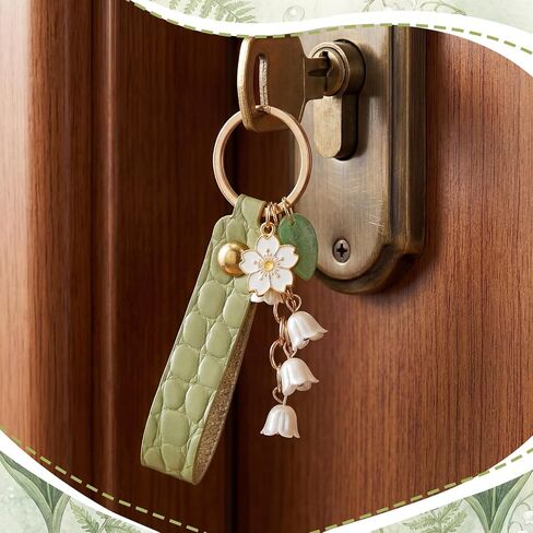 2 Sets Lily of The Valley Leaf Charms Keychain Charm for Women Mother Flower Jewelry Accessory Leather Chains Tassel Keyring Jewellery Purse Bag Accessories in Saudi Arabia