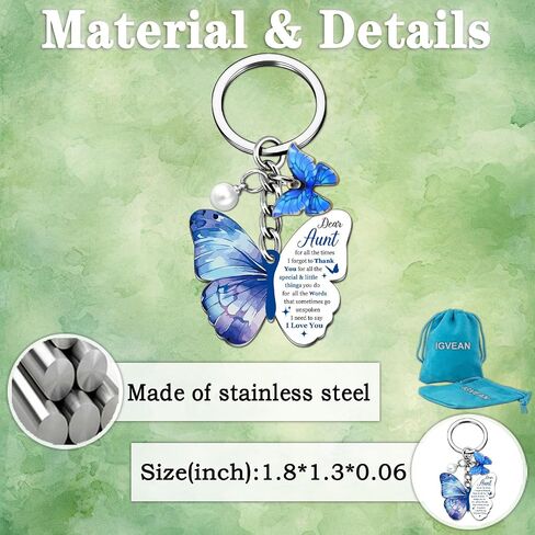 igvean Best Aunt Ever Gifts Butterfly Keychain for Women Aunts Birthday Gift from Niece Nephew Mothers Day Gifts for Aunt Christmas Thanksgiving Present for Aunts in Saudi Arabia