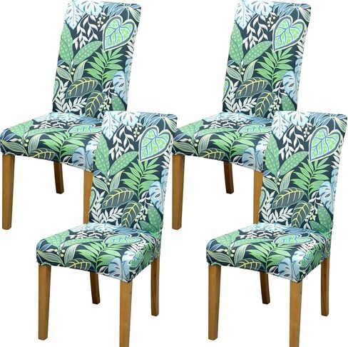 Qubjus Set of 2 Stretch Dining Chair Covers, Removable Washable Spandex Parsons Chair Slipcovers, Soft Elastic Chair Protectors for Kitchen, Hotel, Party, Pink on Blue Floral with Butterflies in Saudi Arabia