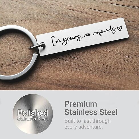 I’m Yours No Refunds Key Chain Boyfriend Girlfriend Husband Wife Birthday Cute Car Accessories Funny Gifts Stainless Steel Keychain (I Am Yours) in Saudi Arabia
