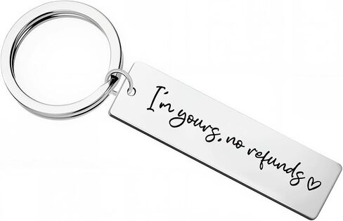 I’m Yours No Refunds Key Chain Boyfriend Girlfriend Husband Wife Birthday Cute Car Accessories Funny Gifts Stainless Steel Keychain (I Am Yours) in Saudi Arabia