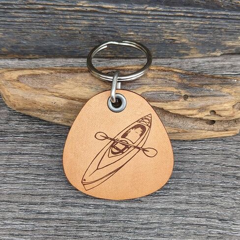 Outdoors Adventurer Genuine Leather Keychain Durable lightweight and Rugged - Vintage Look Kayak and Canoe in Kuwait