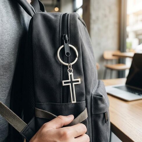 6 Cross Keychain Silver Hollow Out, Cool Keepsakes for Men Women, Baptism, Christmas, Easter, Celebrations, Party Favors, Car Keys, Bag Accessories in Saudi Arabia