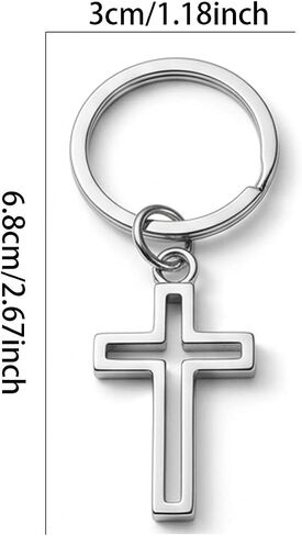 6 Cross Keychain Silver Hollow Out, Cool Keepsakes for Men Women, Baptism, Christmas, Easter, Celebrations, Party Favors, Car Keys, Bag Accessories in Saudi Arabia