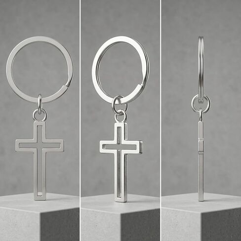 6 Cross Keychain Silver Hollow Out, Cool Keepsakes for Men Women, Baptism, Christmas, Easter, Celebrations, Party Favors, Car Keys, Bag Accessories in Saudi Arabia