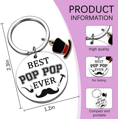 Pop Pop Keychain Fathers day Gift from Grandkids Best Grandfather Gifts from Granddaughter Grandson for Birthday Fathers Day Christmas Gift for Grandpa in Saudi Arabia