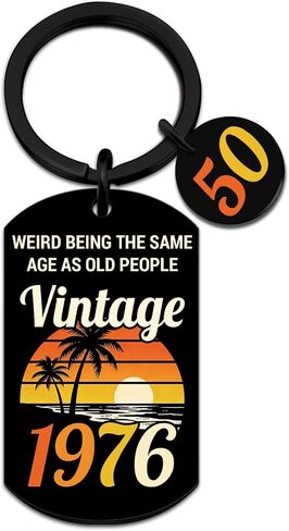 50th Birthday Gifts for Him Her 1976 Birthday Gifts for Women Men Turning 50 Year Old Keychain for Mom Dad Husband Funny Birthday Christmas Keychain in Saudi Arabia
