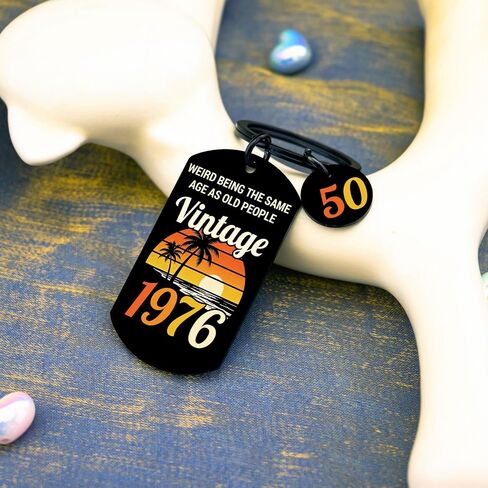 50th Birthday Gifts for Him Her 1976 Birthday Gifts for Women Men Turning 50 Year Old Keychain for Mom Dad Husband Funny Birthday Christmas Keychain in Saudi Arabia