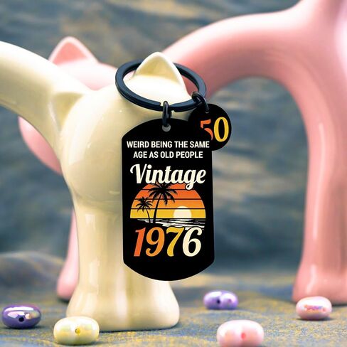 50th Birthday Gifts for Him Her 1976 Birthday Gifts for Women Men Turning 50 Year Old Keychain for Mom Dad Husband Funny Birthday Christmas Keychain in Saudi Arabia