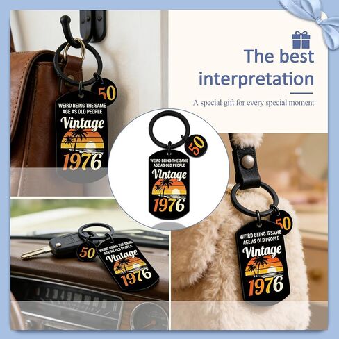 50th Birthday Gifts for Him Her 1976 Birthday Gifts for Women Men Turning 50 Year Old Keychain for Mom Dad Husband Funny Birthday Christmas Keychain in Saudi Arabia