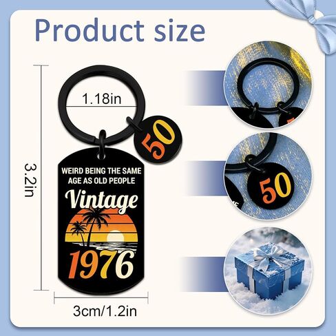 50th Birthday Gifts for Him Her 1976 Birthday Gifts for Women Men Turning 50 Year Old Keychain for Mom Dad Husband Funny Birthday Christmas Keychain in Saudi Arabia
