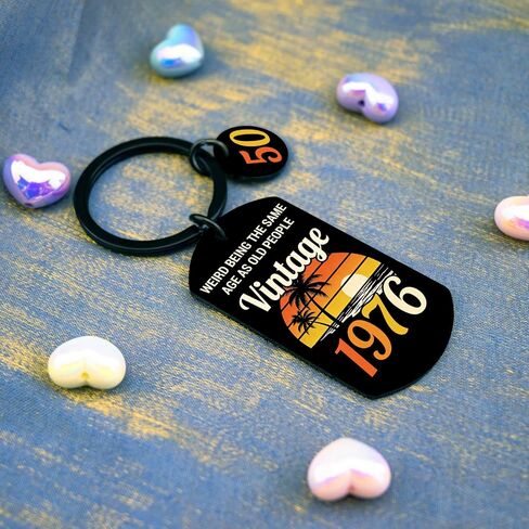 50th Birthday Gifts for Him Her 1976 Birthday Gifts for Women Men Turning 50 Year Old Keychain for Mom Dad Husband Funny Birthday Christmas Keychain in Saudi Arabia