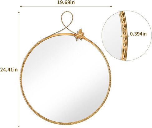 2026 Spring Women's Gifts 20 Inch Vintage Gold Round Wall Mirror, Antique Ornate Metal Circle Mirror with Baroque Bee & Woven Hoop Decor for Bathroom Vanity, Bedroom, Living Room in Kuwait