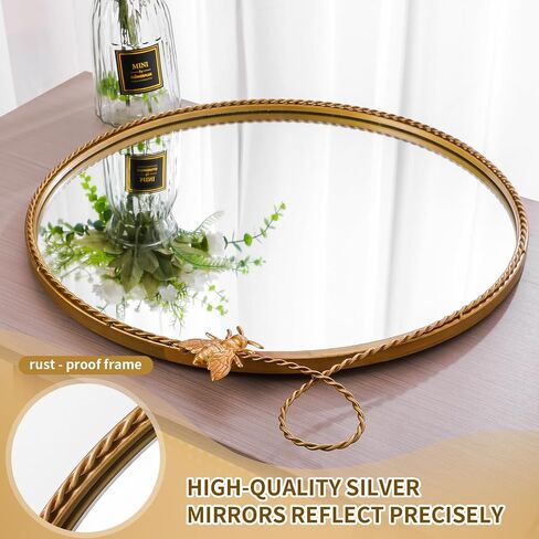 2026 Spring Women's Gifts 20 Inch Vintage Gold Round Wall Mirror, Antique Ornate Metal Circle Mirror with Baroque Bee & Woven Hoop Decor for Bathroom Vanity, Bedroom, Living Room in Kuwait